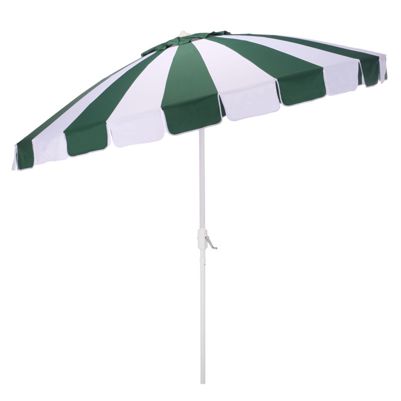 Parasol à manivelle 9 pi Buti, Vert chasseur rayé