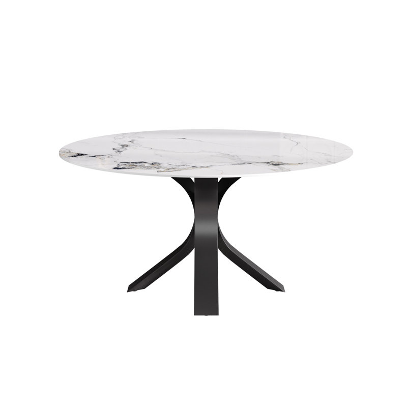 Table de salle à manger Modern, Encre, H 29,53 po x L 59,05 po x l 59,05 po, Noir, noir, noir, noir