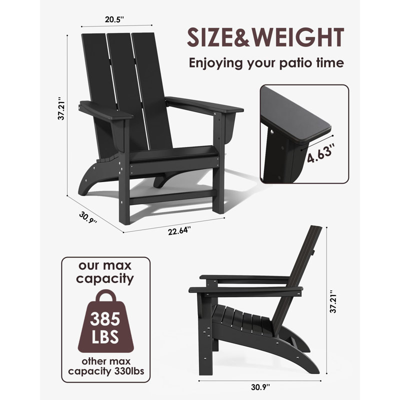 Chaise Adirondack en plastique Atchison, Noir