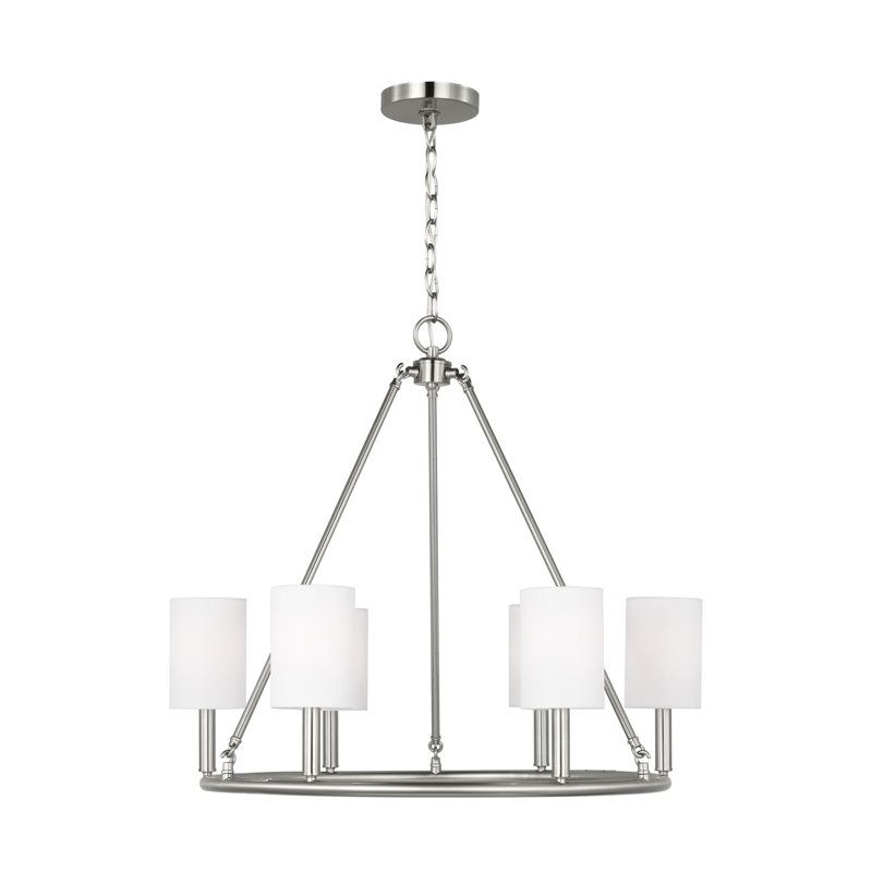 Grand lustre 6 lumières Egmont, Acier brossé