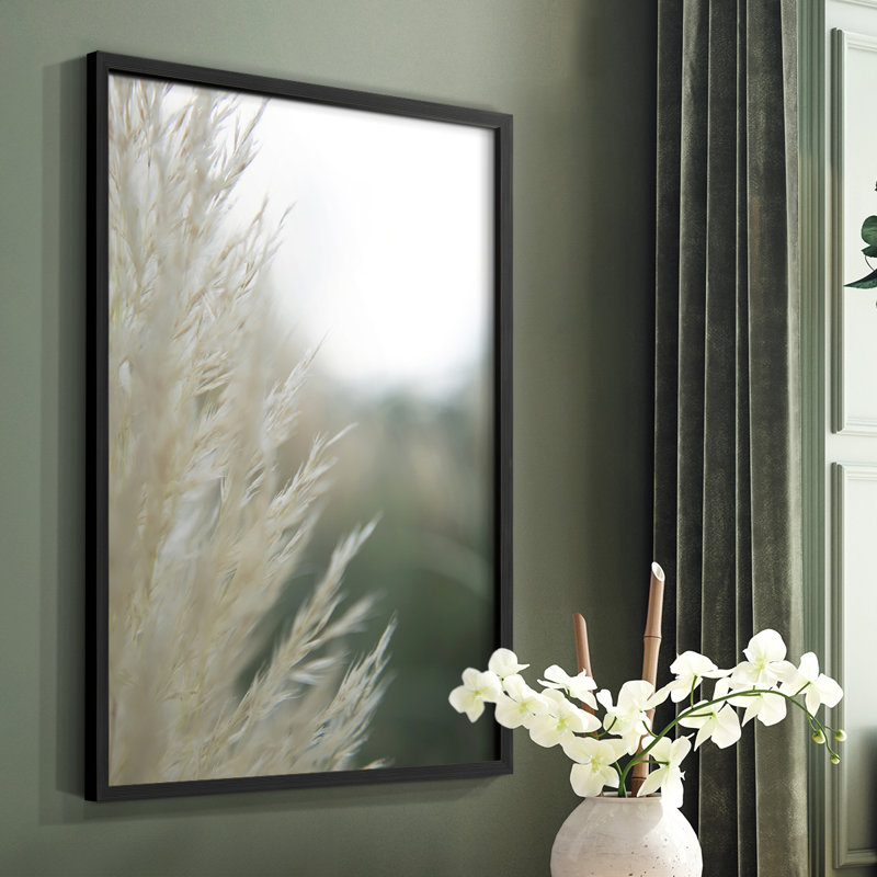 «Subtle Graminées I», reproduction encadrée - bois massif, Noir, H 10 po x l 8 po