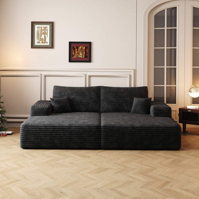 Canapé-lit moderne de 74,8 pouces avec canapé-lit double, chaise longue pour salle de cinéma, aucun assemblage requis, tissu en velours côtelé moelleux