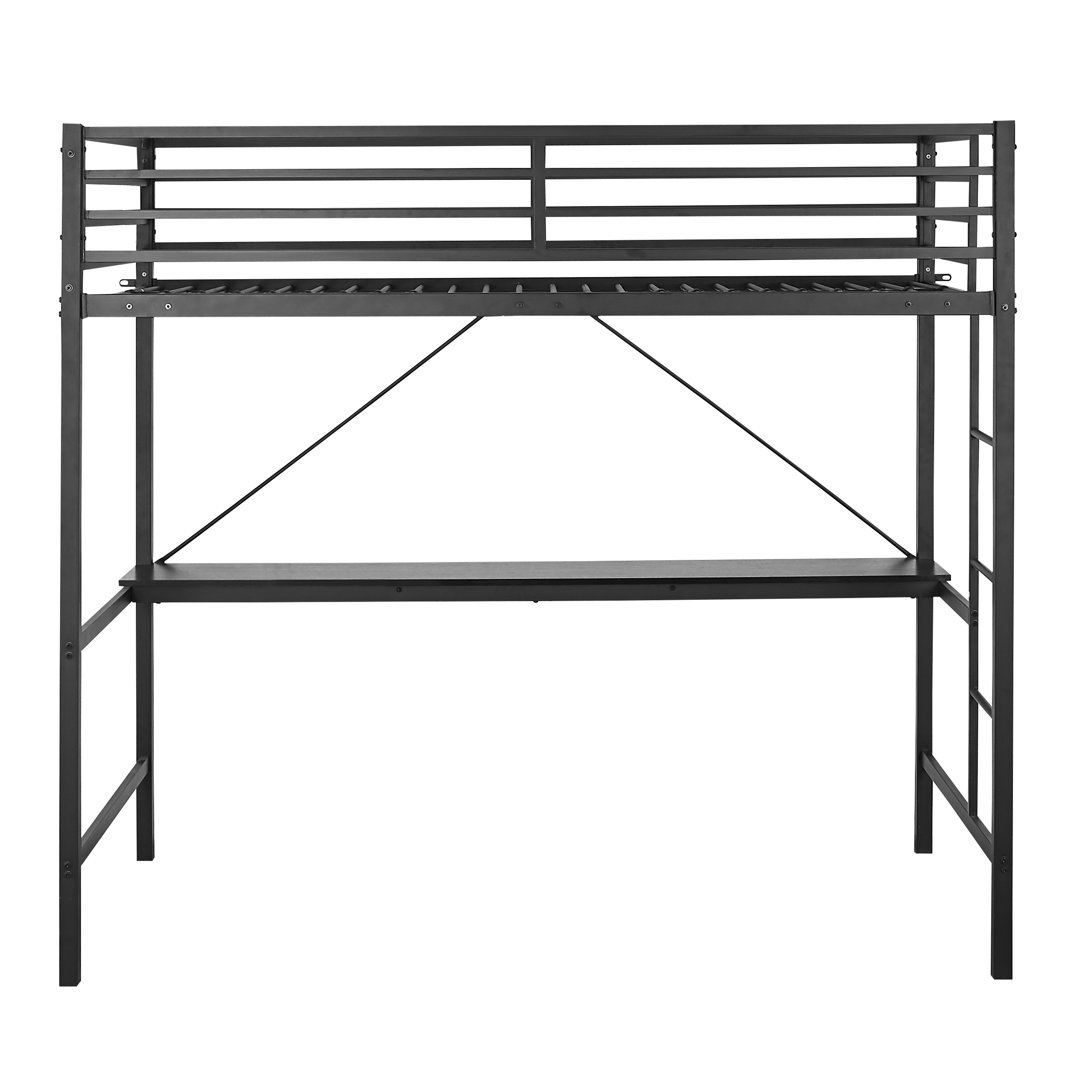 Metal Loft Bed Frame with Desk, Protective Guard Rails and Ladder Isabelle & Max™ Bed Frame 