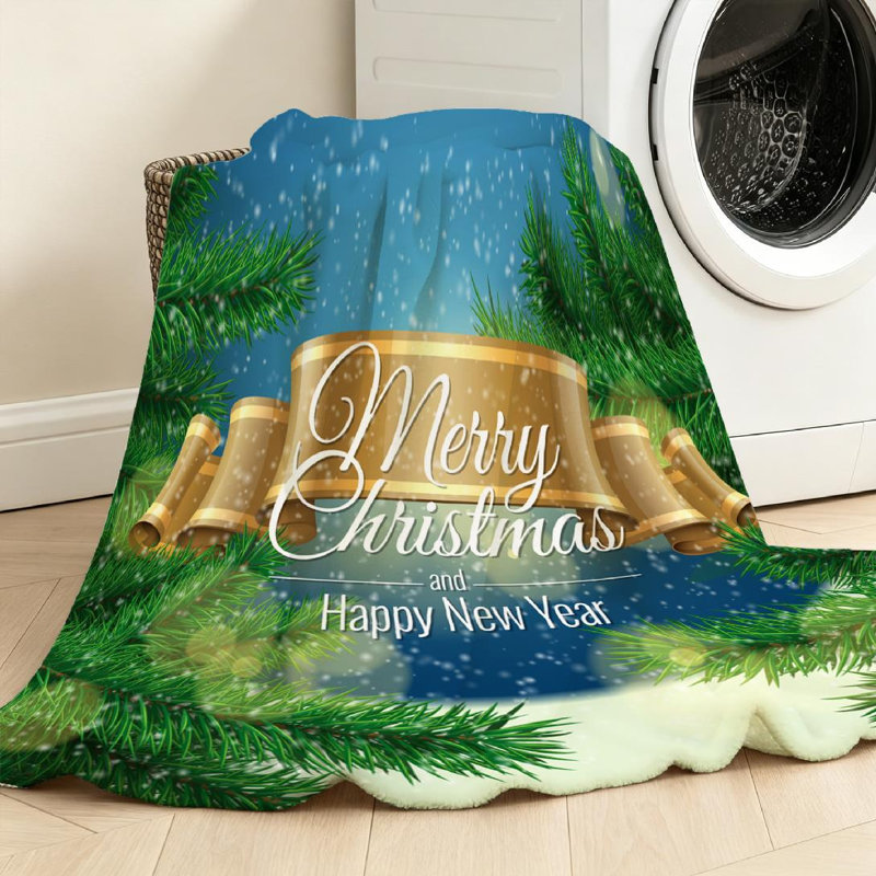 Jeté en flanelle dorée ultra douce, modèle Merry Christmas, Throw 30" x 40"