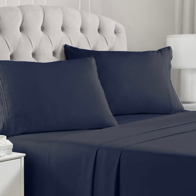 Mellanni 1800 Bed Sheets Full Navy Blue