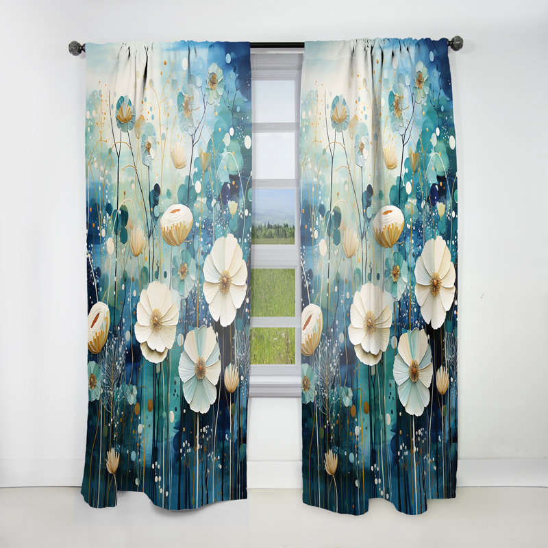 Lavida - Blue Tranquil Gardens III - Rideau Botanicals - Velours obscurcissant - 1 panneau, L 52 po x L 95 po