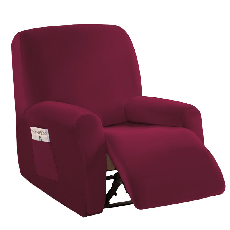 Housse pour fauteuil inclinable à coussins carrés/rectangulaires, Velours rouge vin