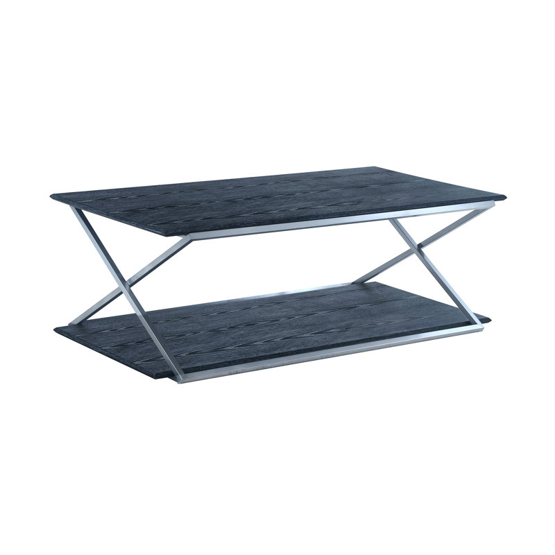 Mccoll Coffee Table, Dark Brown Top/Brushed Gold Base