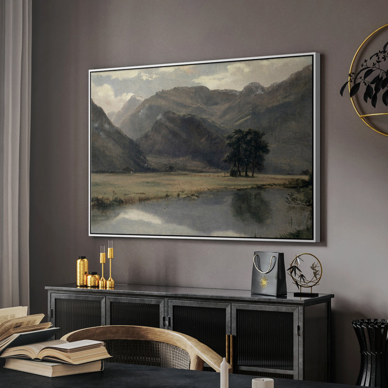 Paysage rétro - XLV III, Toile encadrée flottée blanche, H 25 po x l 37 po