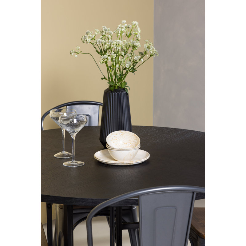 Zed 4 - Person Dining Set, Walnut, Walnut, Black