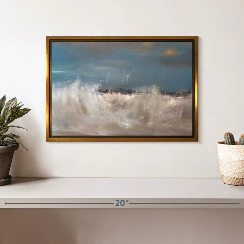 Vagues de la mer sauvage, Cadre flottant doré, 13 po x 9 po