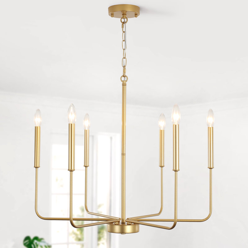 Lily-Louise 6- Light Classic / Traditional Farmhouse Rustic Iron Candle Chandelier for Bedroom,Living Room,Foyer,Entryway,Hallway,Kitchen Island Lighting Fixture