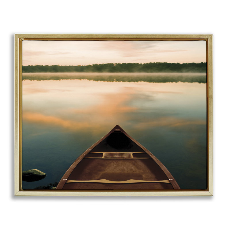 Canoe on Lake Warm Sunrise, toile encadrée dorée encadrée par Danita Delimont, H 21 po x l 17 po