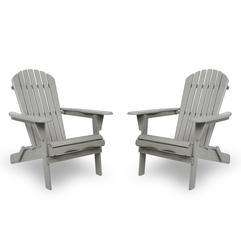 Ensemble de 2 chaises longues en bois de cèdre massif avec grain de bois, Gris