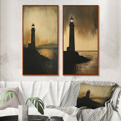 Amber Beacon Dusk I - Phares - Impression sur toile en 2 parties