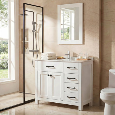 Ensemble de meuble-lavabo simple 35,8 po avec miroir et lavabo