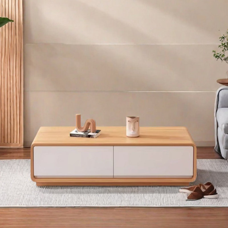 Log style simple design sense coffee table, 13.77" H x 47.24" L x 23.62" W