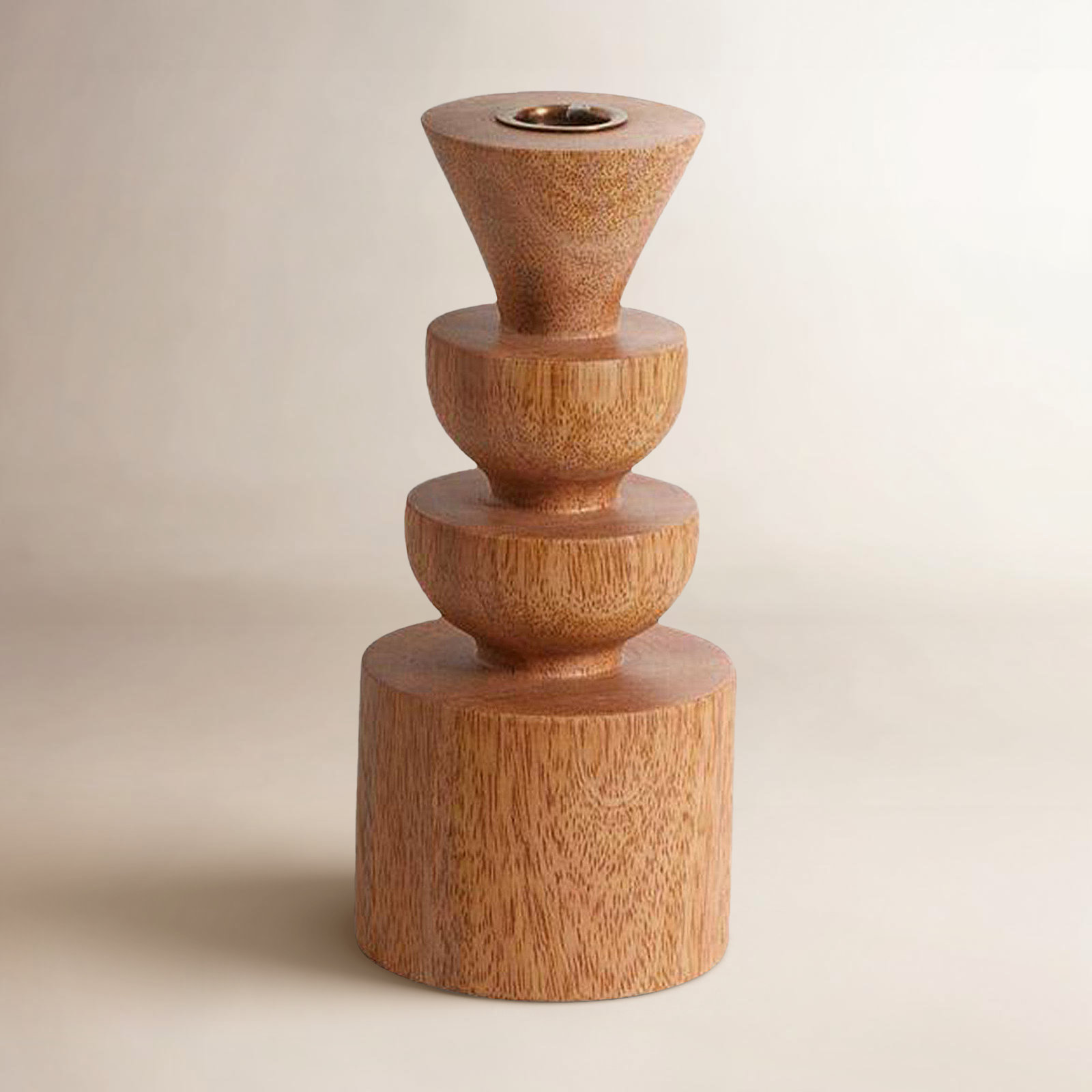 Wood Candlestick Holder, 7.75" H x 3.5" W x 3.5" D