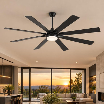  Ventilateur de plafond 72 pouces à 8 pales de style campagne moderne avec lumières et télécommande