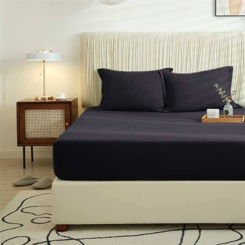 Super Soft Extra Deep Microfiber Brushed Fitted Sheet, Charcoal, Double (4'6)