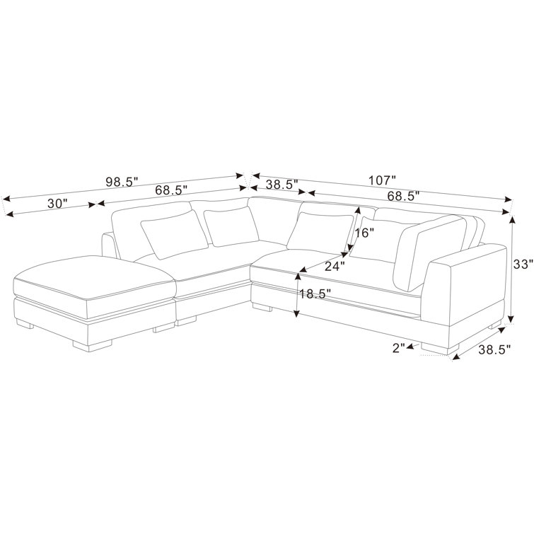 Beeston 3 - Piece Corduroy Sectional
