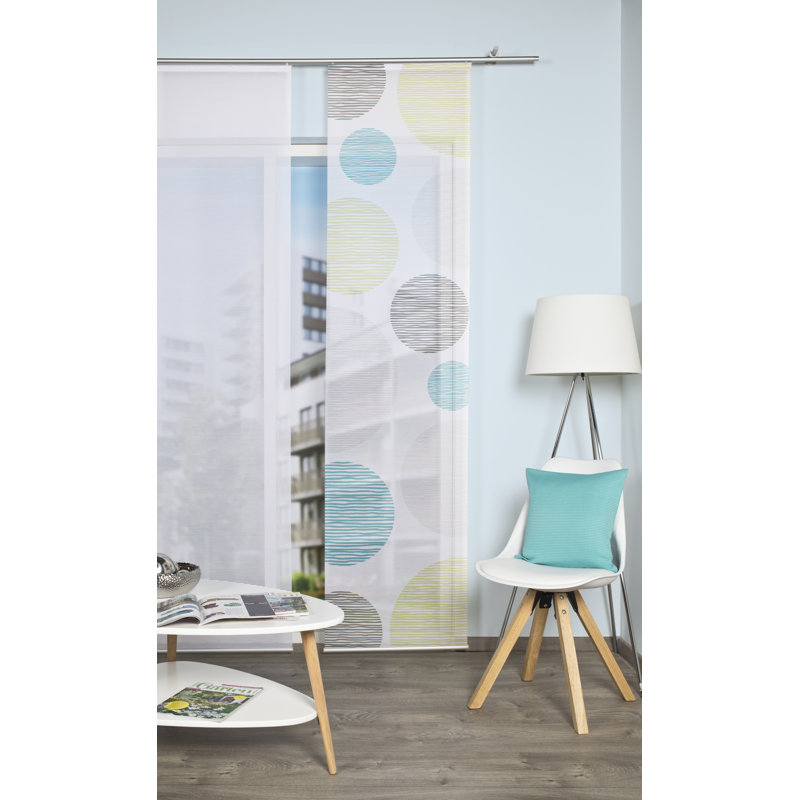 Iowa Semi Sheer Curtain Panel Pair Single Panel, Grey/Blue/Green