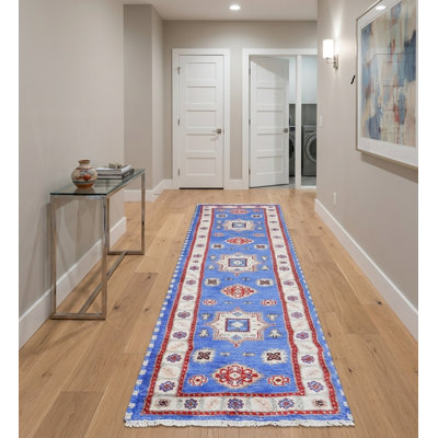 Aqua White Silk and Wool Handmade Oriental Area Rugs, Hand Knotted, Rectangle Shape
