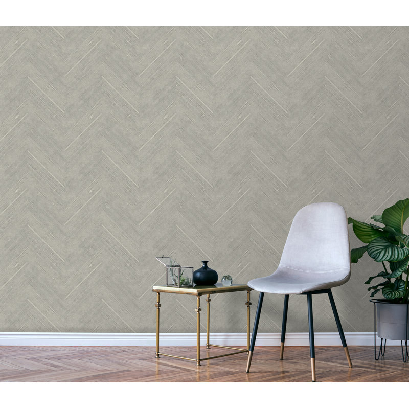 Fallis Harringtone Linen Effect Herringbone 10.05m x 53cm Textured Matte Wallpaper Roll, Grey