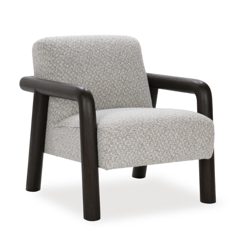 Reyna Upholstered Fabric Accent Chair, Black, Twill Gray