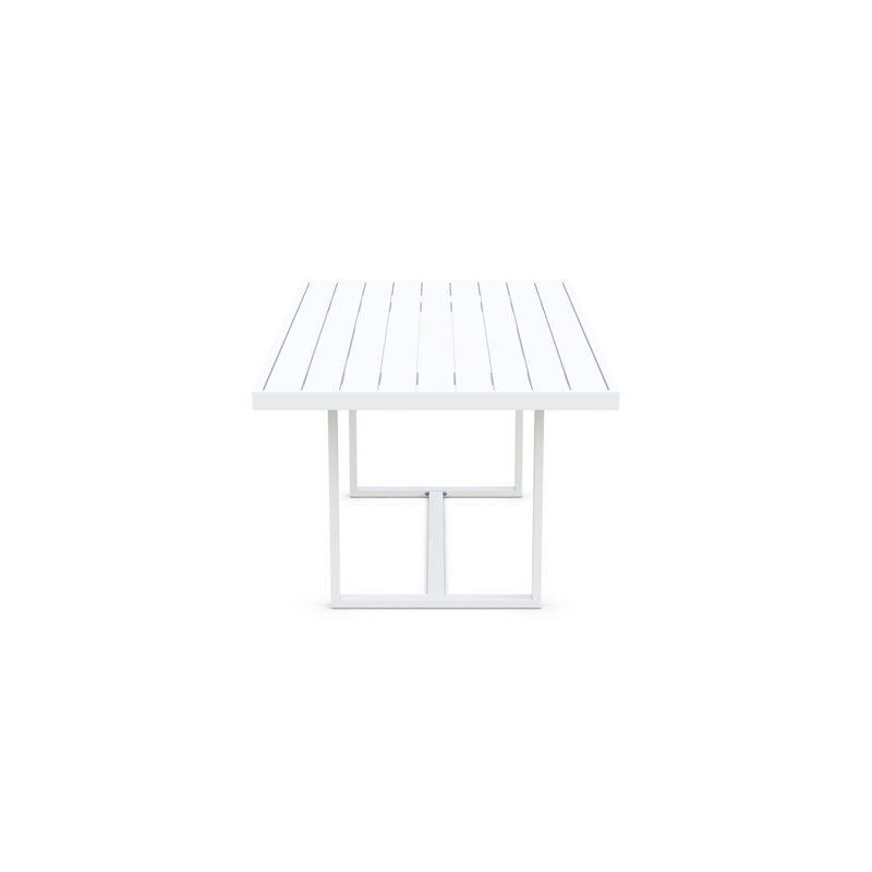 Pavia Power Coated Aluminum Dining Table, Matte White, 43.5" W x 96.06" L x 29.13" H