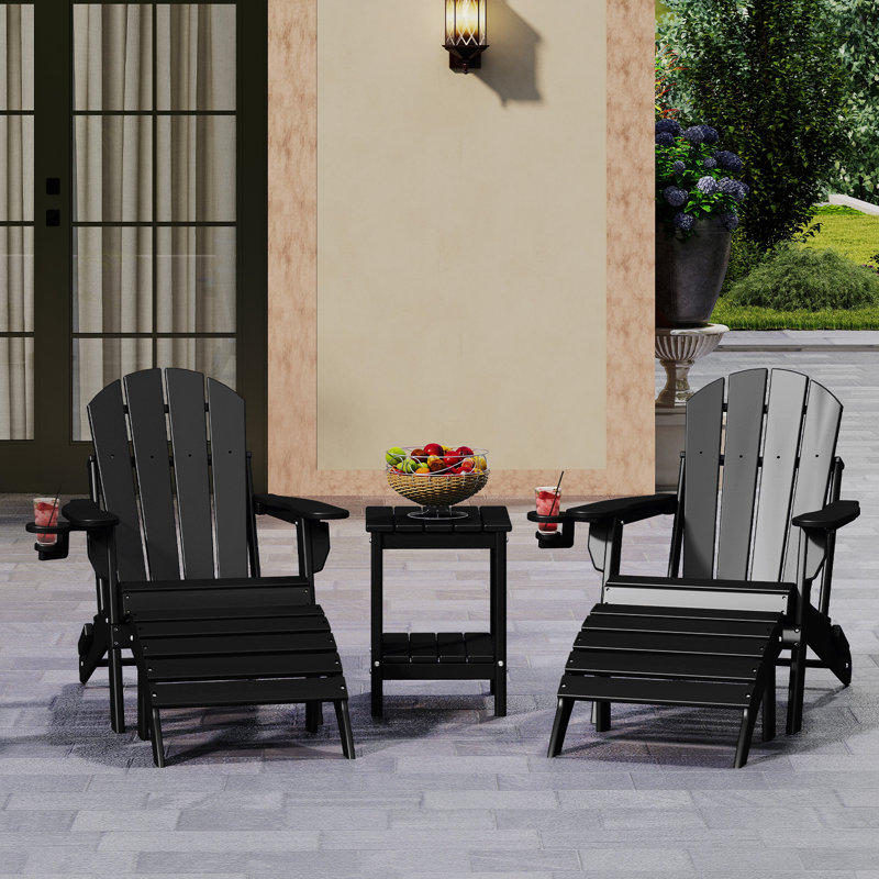 Ensemble de 5 chaises Adirondack Hdpe pliables avec table et repose-pieds