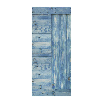 Porte de grange en bois peint à panneaux L Series sans trousse de quincaillerie d'installation