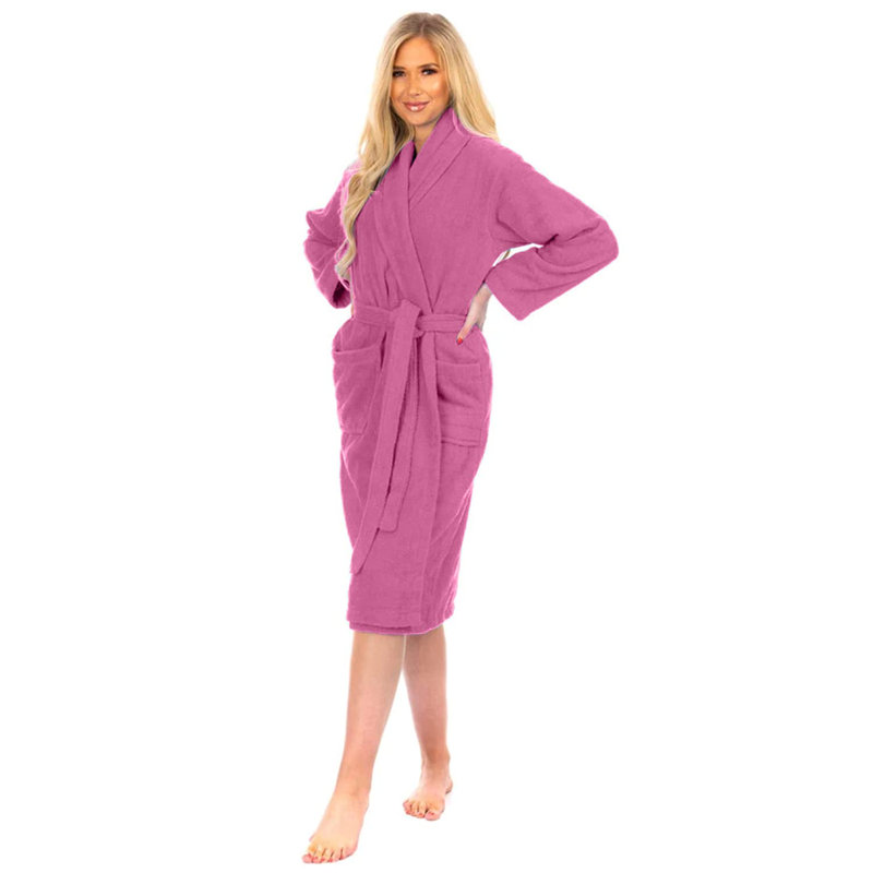 Peignoir en coton éponge Besmira, M, Rose