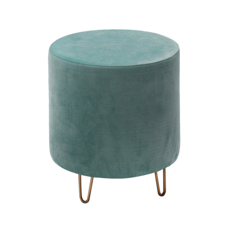 Repose-pieds rond de 15,7 po Pelluri, 100% polyester vert d'eau