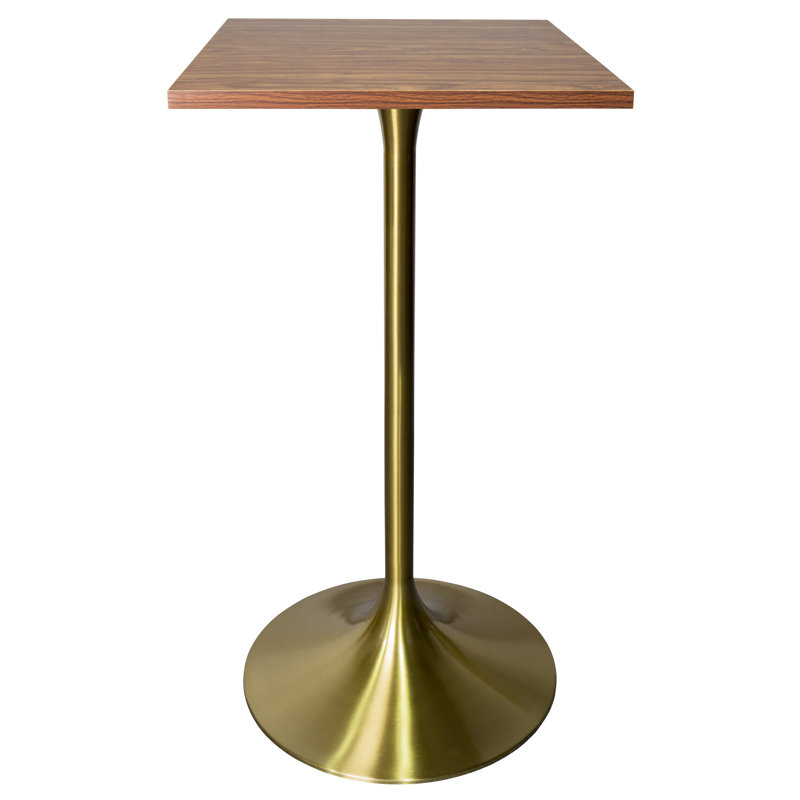 Travis 24" Square Bar Height Table With MDF Top And Stainless Steel Pedestal Base - Dining Table For Modern Home And Kitchen