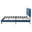 Base de lit plateforme grand format avec tête de lit tapissier et support à lattes de bois, sans sommier tapissier, bleu-683794393