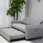Lit convertible à dossier réglable, revêtement en velours, 2 poches latérales et coussins, gris pour espace de vie, canapé-lit, tissu, espace, manoir