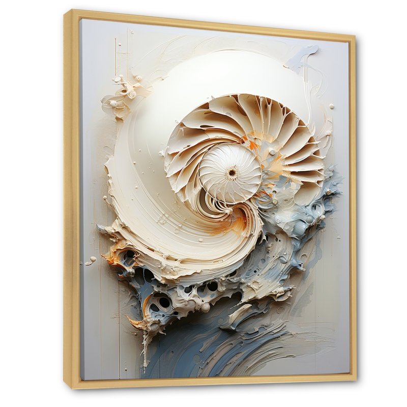 Art abstrait sur toile, "Nautilus", H 32 po x l 16 po x P 1 po, Cadre naturel flottant