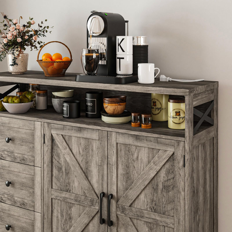 Buffet Farmhouse avec tiroirs, Gris