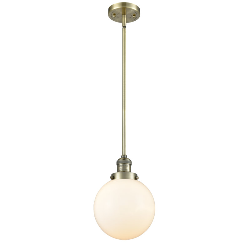 Clementina 1 - Light Single Pendant, Antique Brass, Matte White Cased, No Bulb Included