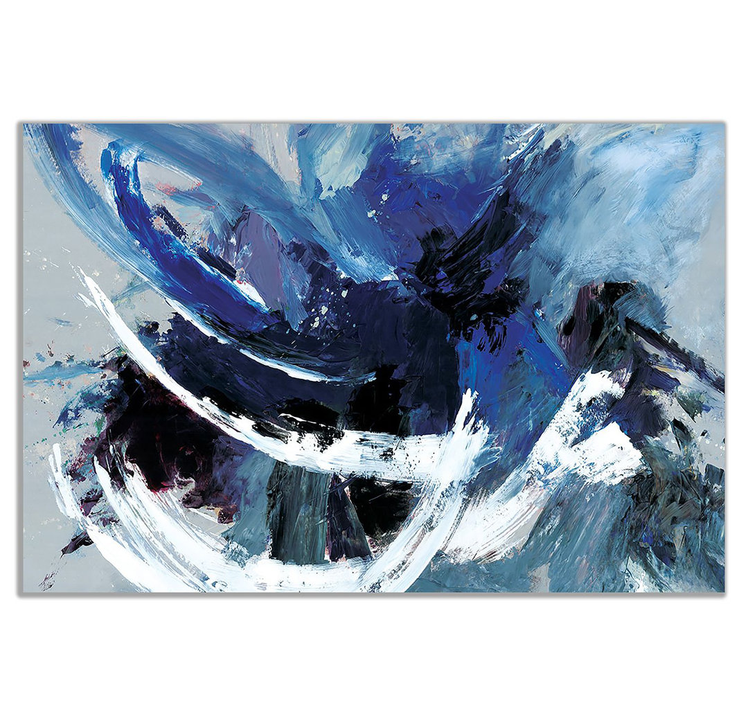 Blue White Abstract Canvas Wall Art Picture Print