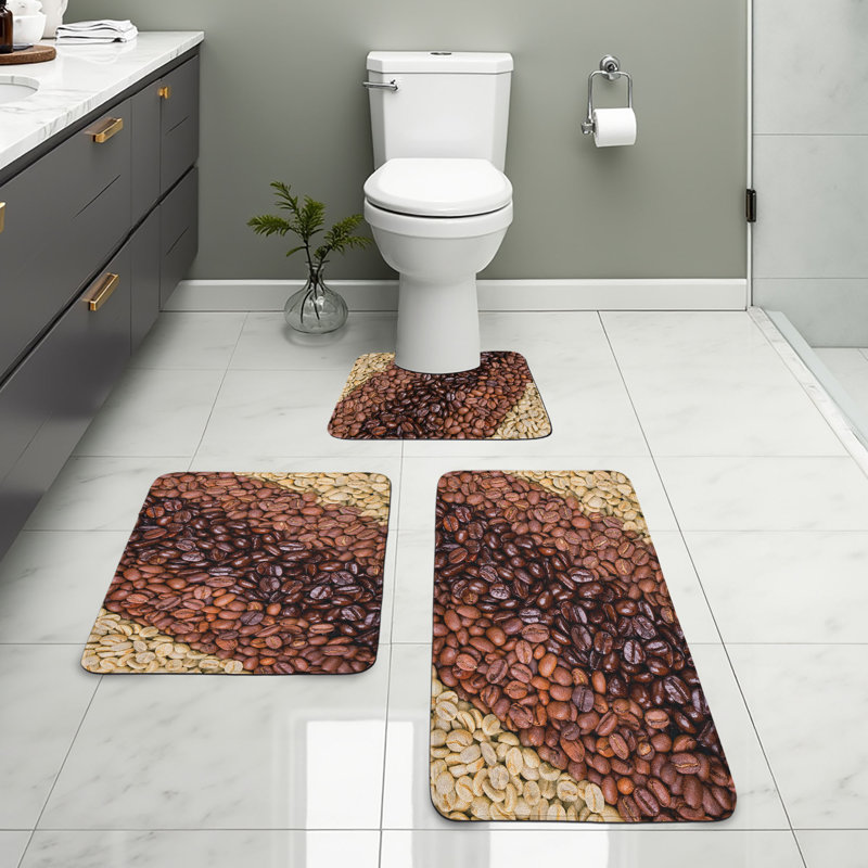  Ensemble de tapis pour salle de bain Coffee 3 pièces