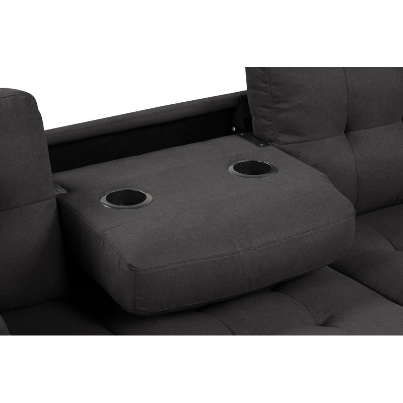 Misja Upholstered L-Shaped Sectional Reversible, Black Fabric