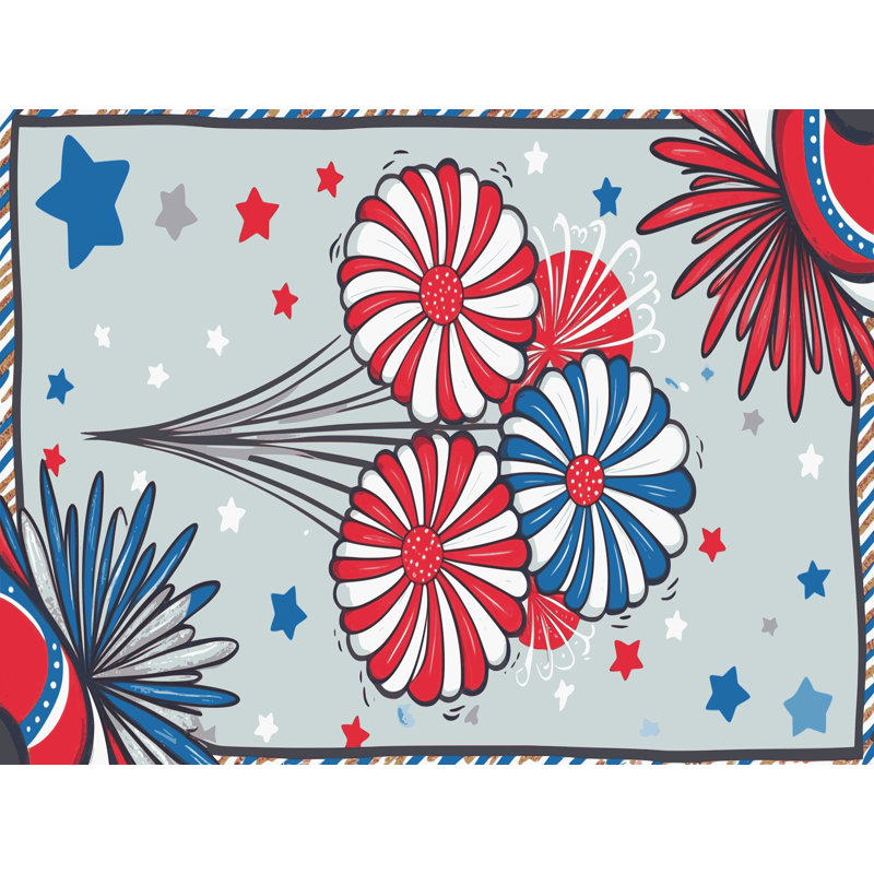 Ginza Six Washable Indepence Day Firecraker Summer Holiday Rug, Rectangle 7' x 10'