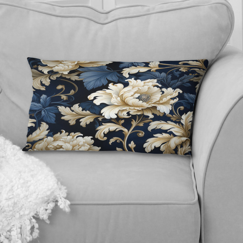 Opulence damassée bleue - pivoines bleues - imprimé floral