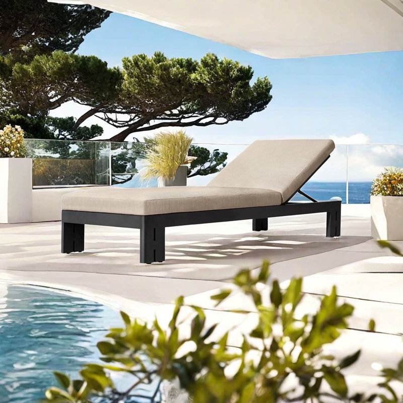 Chaise longue d'extérieur en aluminium, Noir