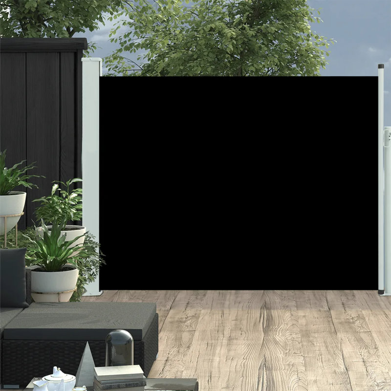 Dakota Fields 500cm W x 0cm D Fabric Cover Motorised Retractable Side Awning, Black