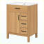 Meuble-lavabo de salle de bain moderne en bois massif 24 po avec rangement à fermeture en douceur-133705711