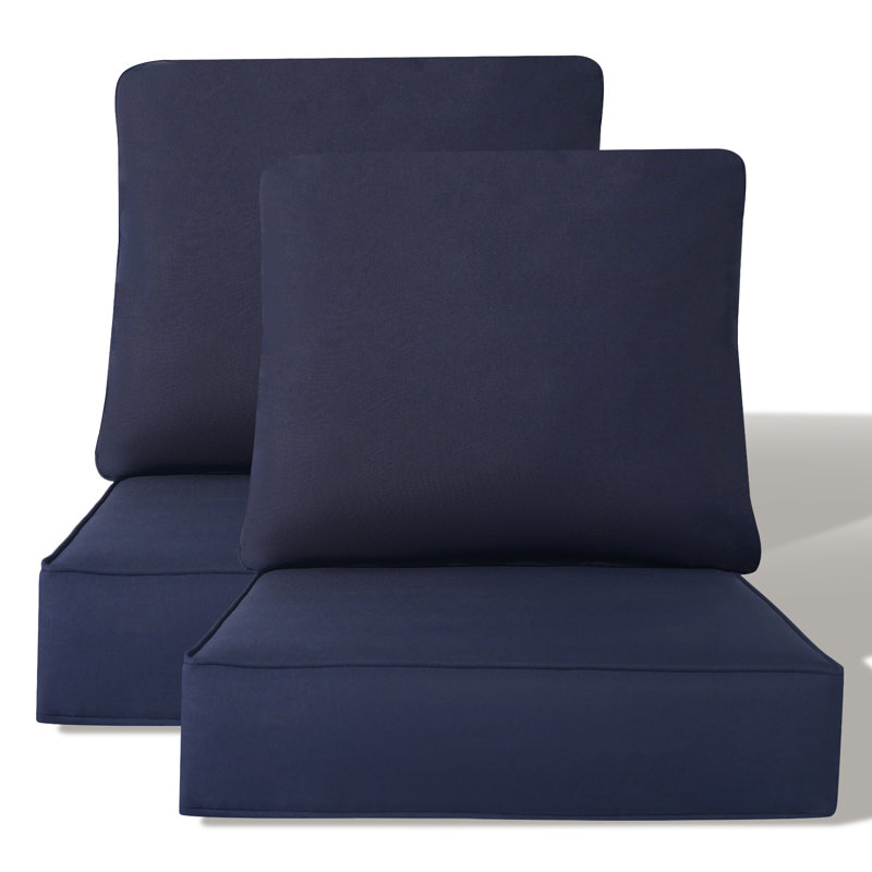 5.75" H Water-Resistant Outdoor Deep Seat Cushion Set with Removable Covers , Blue