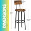 Valeriane 2PC Bar Stools with Backrest